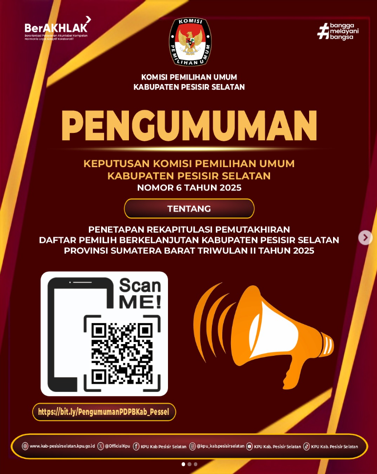 Pengumuman Penetapan Rekapitulasi Pemutakhiran Data Pemilih Berkelanjutan