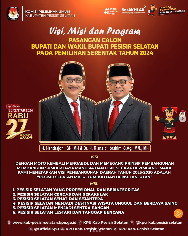 Visi Misi Pasangan Calon Bupati dan Wakil Bupati No Urut 1