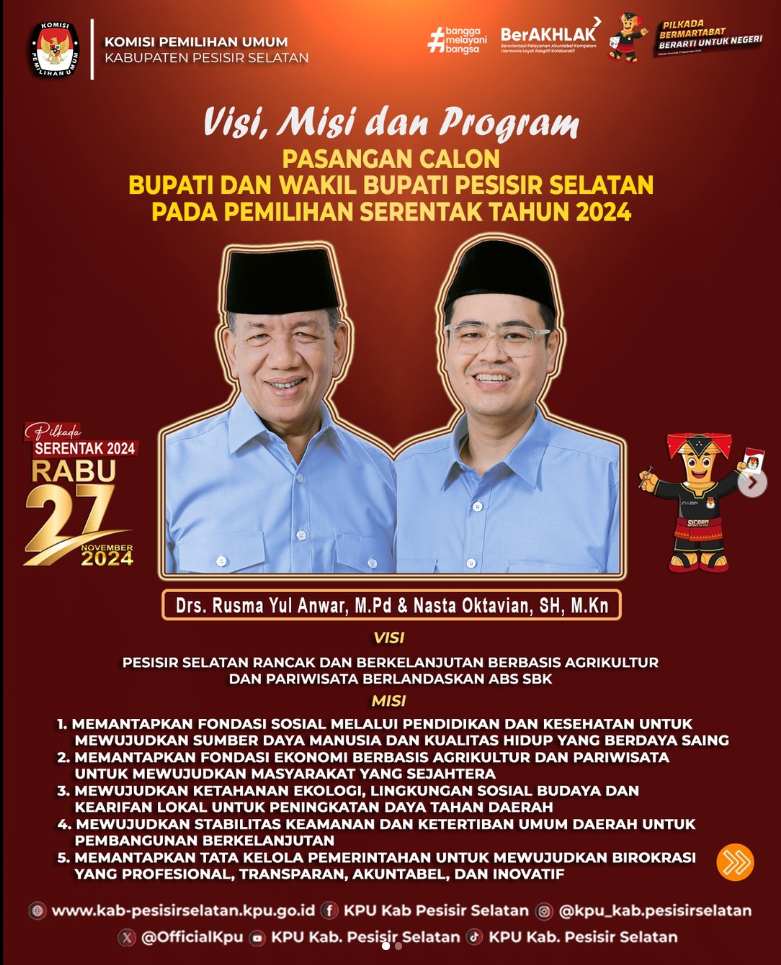 Visi Misi Pasangan Calon Bupati dan Wakil Bupati No Urut 2