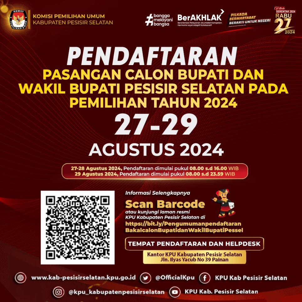 Pengumuman pendaftaran Pasangan Calon Bupati dan Wakil Bupati