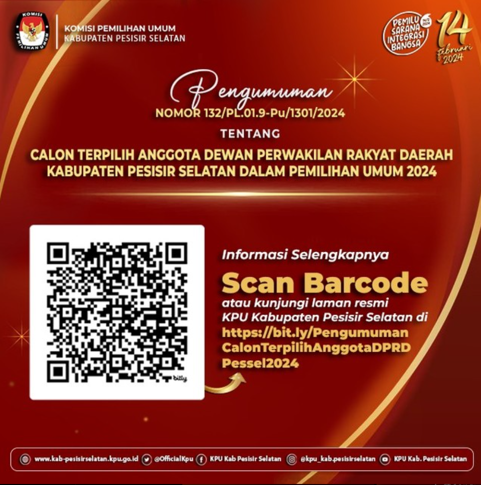 Pengumuman Calon Terpilih Anggota Dewan Perwakilan Rakyat Daerah