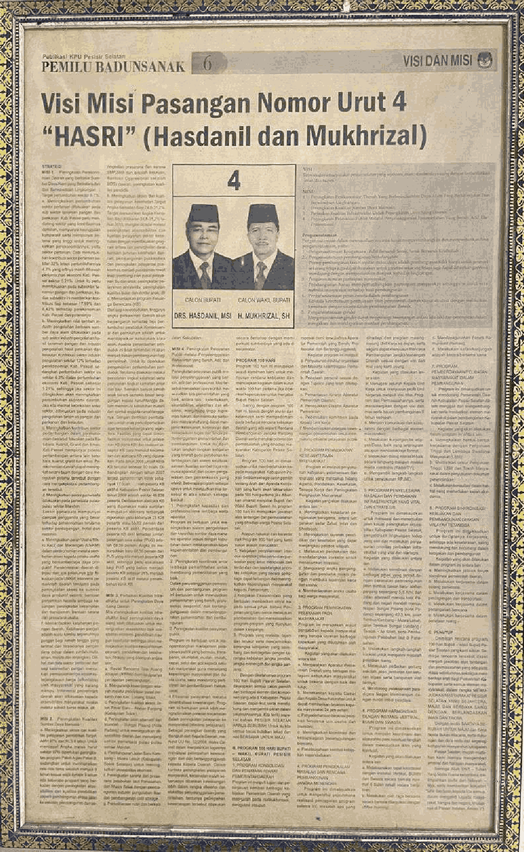 29. 2010_VISI MISI BUPATI DAN WAKIL BUPATI KABUPATEN PESISIR SELATAN NOMOR URUT 4