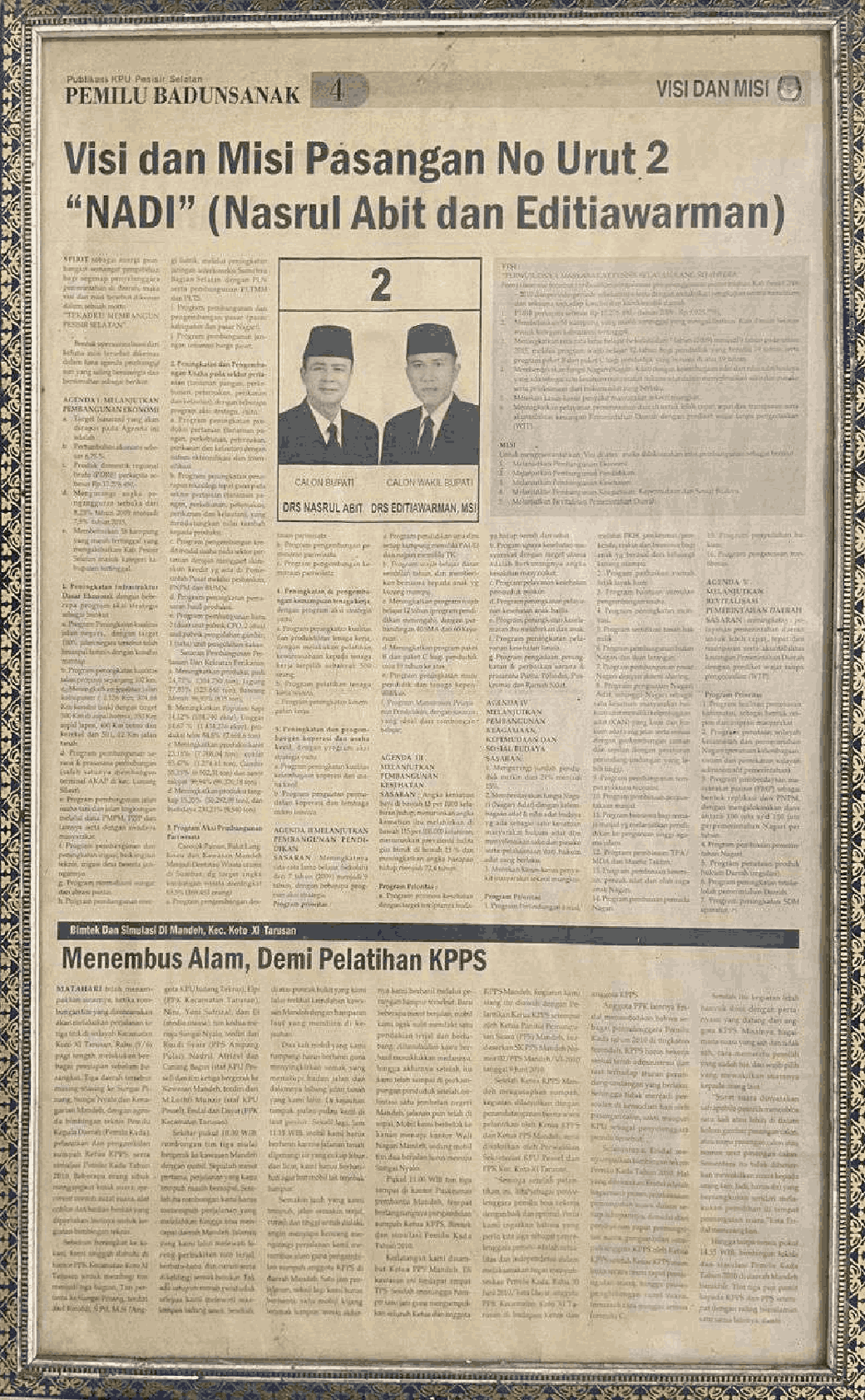 29. 2010_VISI MISI BUPATI DAN WAKIL BUPATI KABUPATEN PESISIR SELATAN NOMOR URUT 2