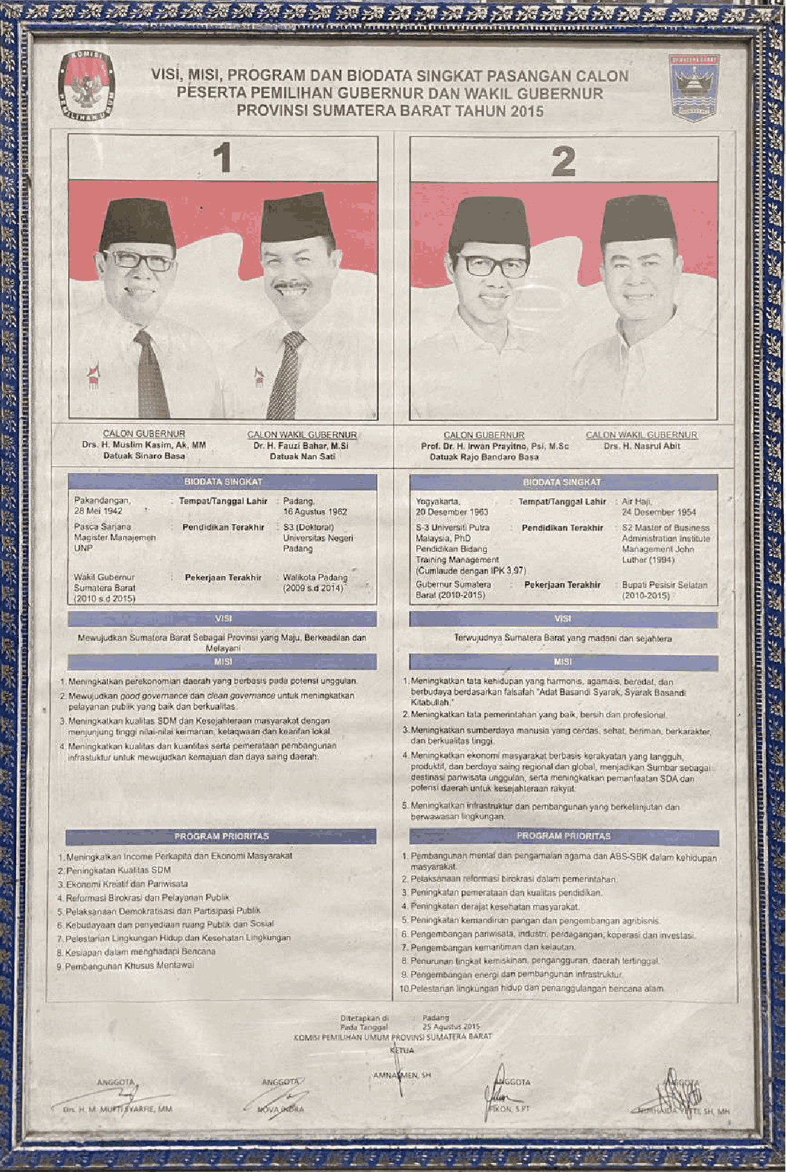 43. 2015_VISI, MISI, PROGRAM DAN BIODATA SINGKAT GUBERNUR DAN WAKIL GUBERNUR SUMATERA BARAT