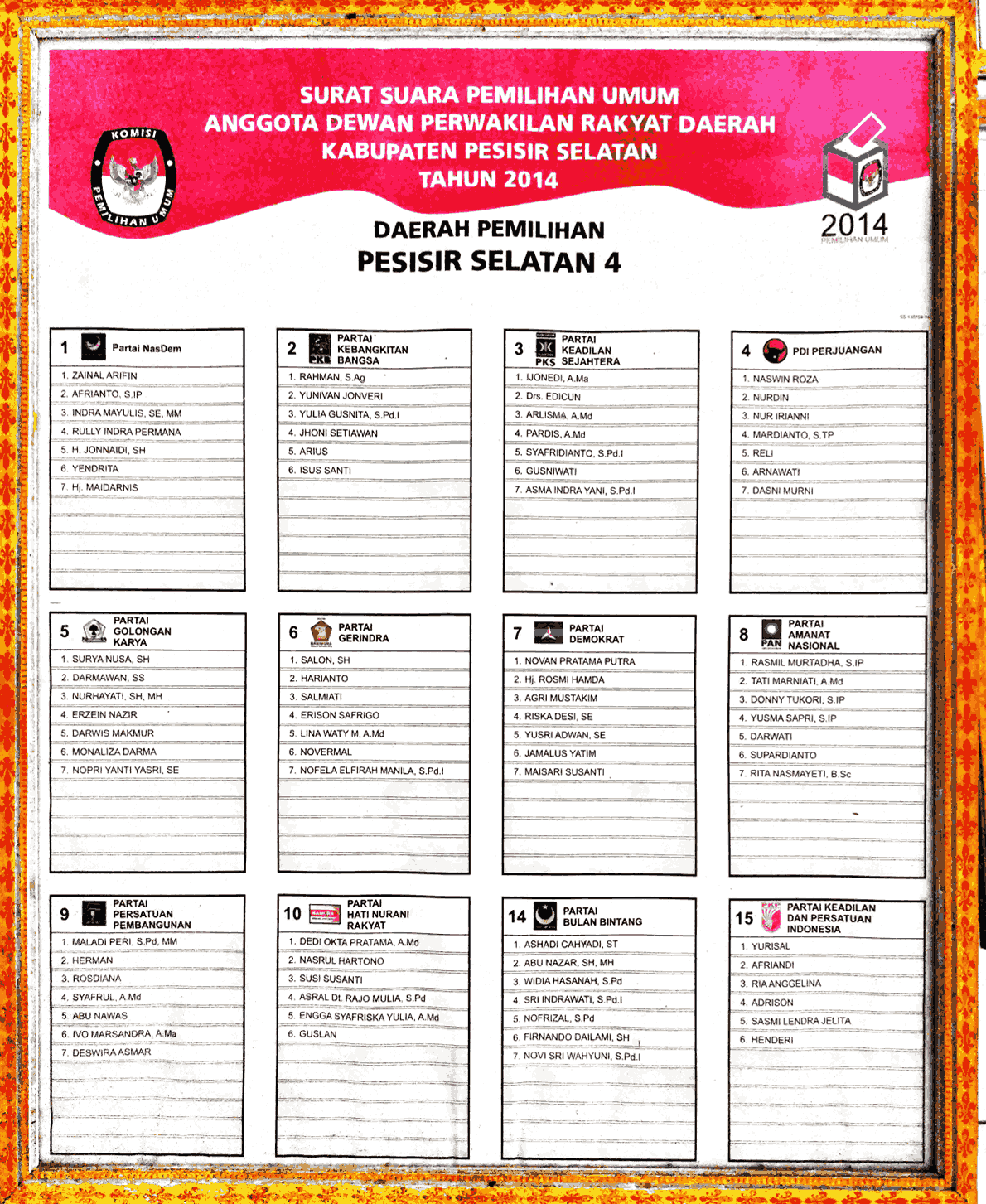 37. 2014_SURAT SUARA DPRD KABUPATEN PESISIR SELATAN 4